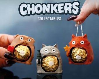Chonkers Animal Candy Holder, Christmas Tree Ornaments, Decor Cat Dog Fox Gift Figure