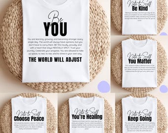Motiverende citaat png-bundel | Ontwerpen voor bevestiging van geestelijke gezondheid | Inspirerende typografie sublimatie | Shirt met positieve quote, png