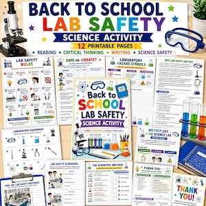 Back to School Lab Safety Activity | Science Safety Worksheets | Laboratory Rules Printable | STEM Classroom Workbook | Homeschool PDF
