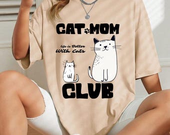Kattenmoeder, png | Het leven is beter met katten | Grappig kattenrugontwerp | Nieuwe kat moeder huisdier ouder png | Sublimatie kattenliefhebber
