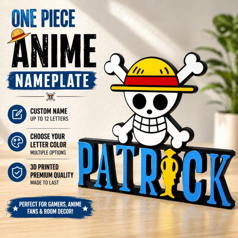 Personalized Anime Nameplate, Custom Manga Wall Sign, Gamer Desk Decor ...