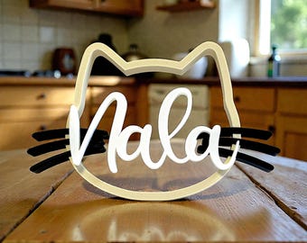 Personalized Cat Name Sign | Customizable Color Pet Name Plaque | Wall Decor