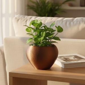 Hammered Self Watering Indoor Planter, Modern Plant Pot, Minimalist Textured Container, Japandi Shelf Decor, Sculptural Housewarming Gift