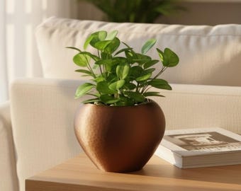 Hammered Self Watering Indoor Planter, Modern Plant Pot, Minimalist Textured Container, Japandi Shelf Decor, Sculptural Housewarming Gift
