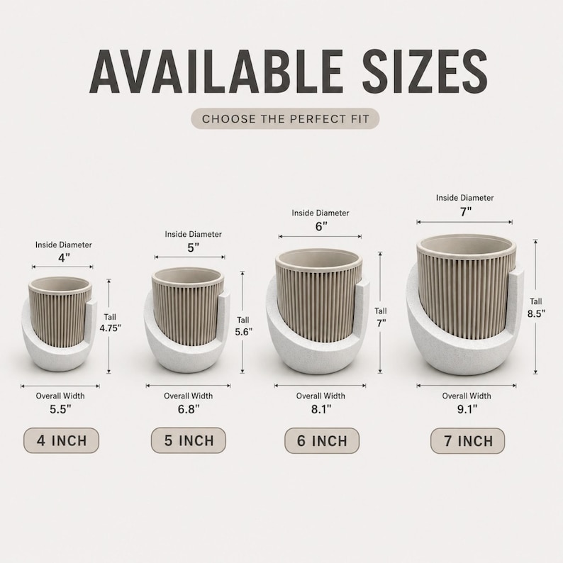 Japandi Indoor Planter With Drainage, 3D Printed Modern Plant Pot, Minimalist Scandinavian Houseplant Pot, Housewarming Gift for Plant Lover image 3