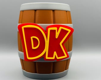 Retro Barrel Pencil Holder | Desk Organizer | 3D Printed Pen Holder | Gamer Desk Decor | Inspired By Donkey Kong Game