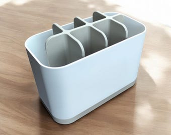 Modern Bathroom Organizer | Vanity Storage Tray | Minimalist Countertop Toothbrush Holder | Bathroom Accessory Set