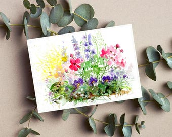 Blossom and Bloom: Spring Flowers Watercolor Greeting Cards (Set of 5)