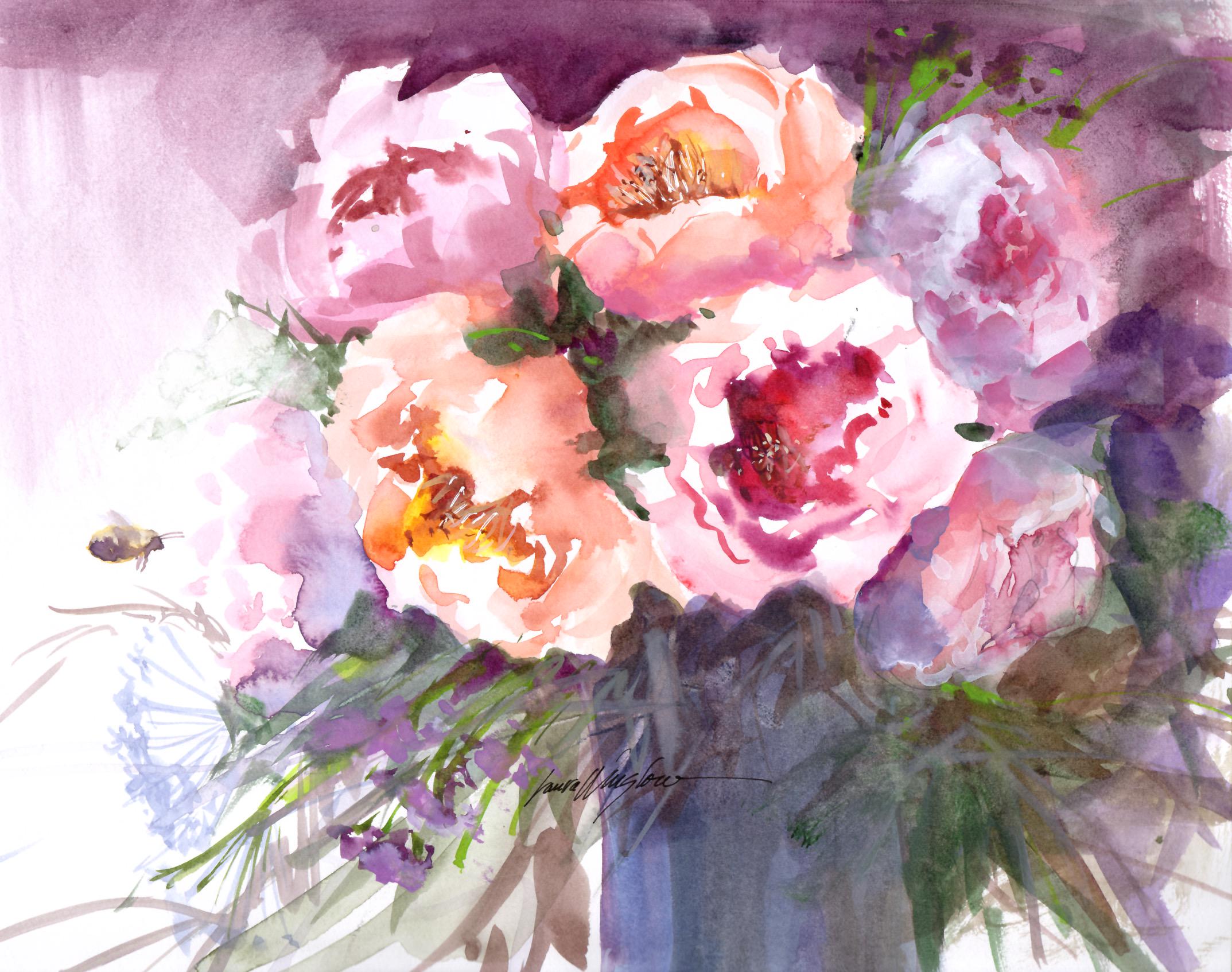 Spring Peony Watercolor Card Set| 5 Blank Greeting Cards | Indiana ...