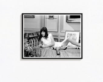 Jane Birkin Vintage Black and White Photography Print (Digital Download)