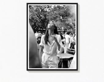 Jane Birkin Poster, Vintage Black and White Photography Print (Digital Download)
