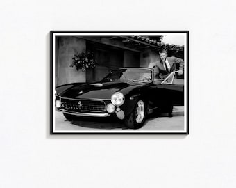 Steve McQueen Black and White Photography Print, Retro Wall Art (Digital Download)