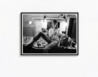 Jane Birkin Photography Print, Retro Black and White Wall Art (Digital Download)