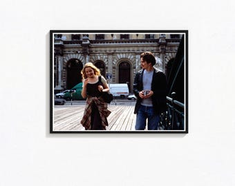 Romantic Train Encounter Movie Poster, Ethan Hawke and Julie Delpy, Retro Wall Art (Digital Download)