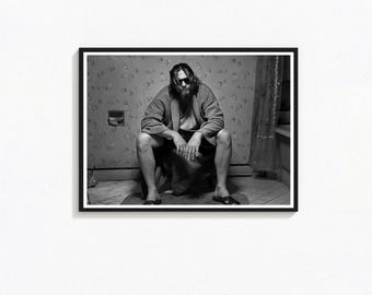 "The Big Lebowski ""The Dude"" Badezimmer Poster, lustig schwarz und weiß Kunst (digitaler Download)"
