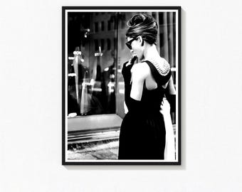 Audrey Hepburn Druck, Vintage schwarz und weiß Fotografie (digitaler Download)