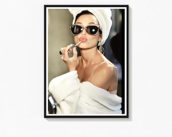 Audrey Hepburn schwarz weiss Foto Druck, Retro Wand Kunst (Digitaler Download)