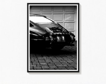 Vintage Porsche 911 Print, German Car Photography, Black and White (Digital Download)