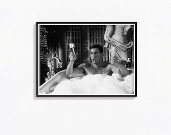 90s Comedy Film Bathroom Poster, Funny College Movie Art (Digital Download)