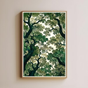 Forest Canopy Print, Green Tree Leaves Wall Art (Digital Download)