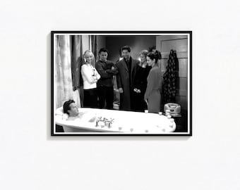 Workplace Sitcom TV Show Bathroom Poster, Funny Black and White Print (Digital Download)