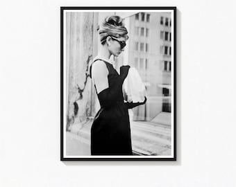 Audrey Hepburn Vintage Photography Print, Black and White (Digital Download)