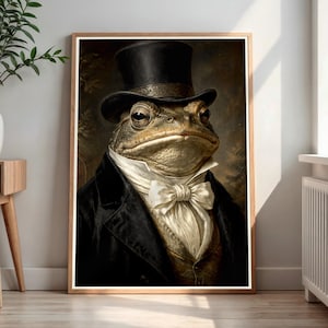 Dapper Frog Portrait Print, Vintage Gentleman Animal Wall Art (Digital Download)