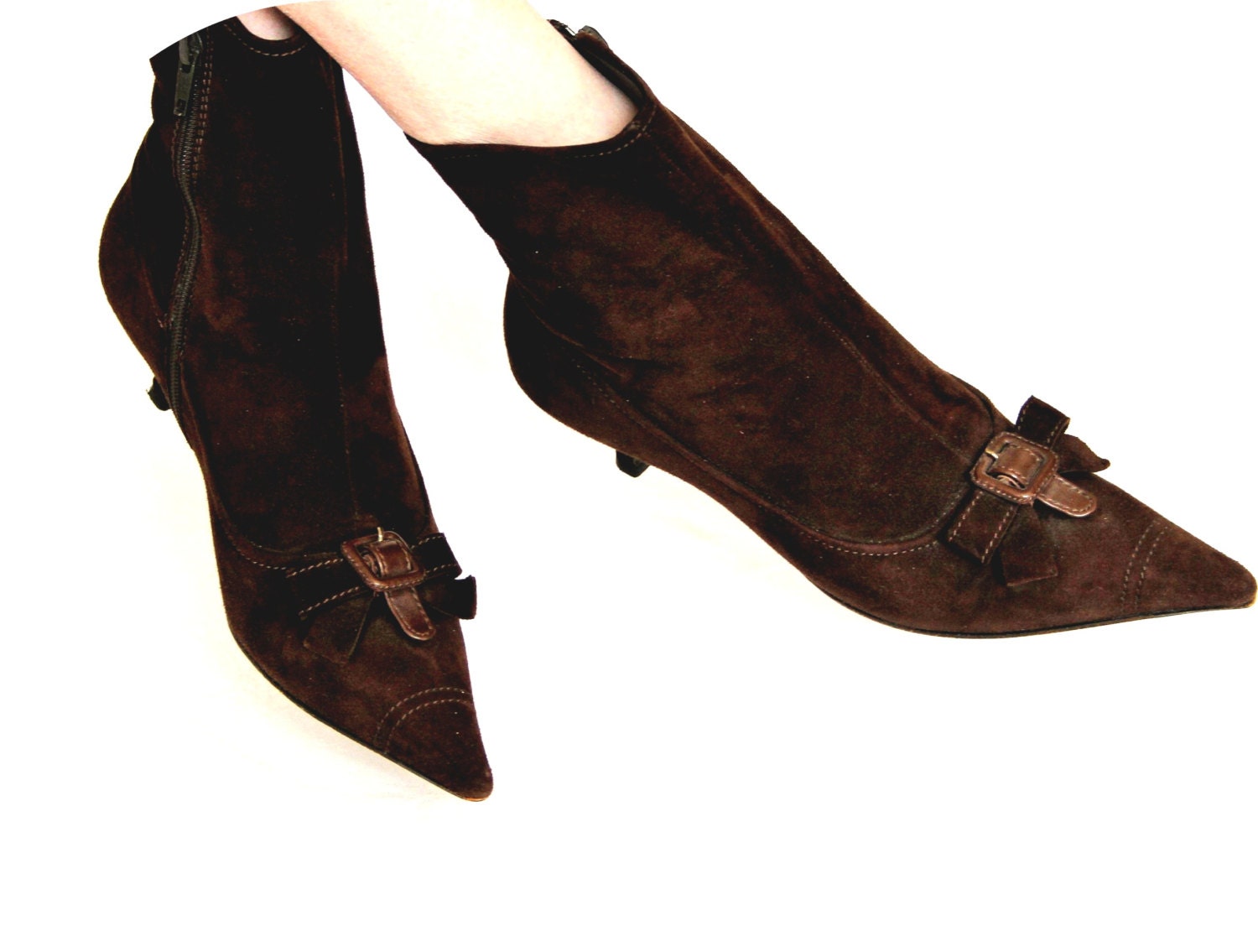 black booties with kitten heel