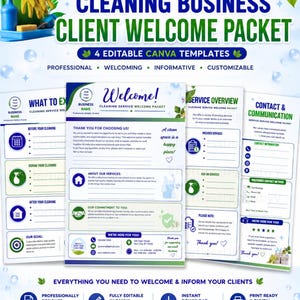 Cleaning Business Client Welcome Packet | Editable Canva Templates | Welcome Letter, What to Expect, Service Overview & Client On-boarding