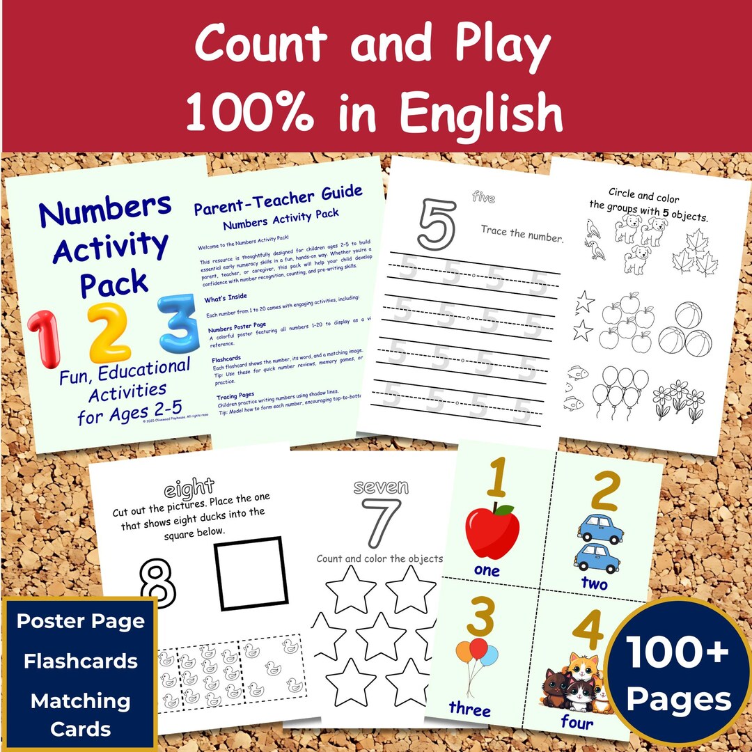 English Preschool Numbers Activity Pack | Ages 2-5 | 100+ Pages ...