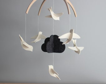 Black and White Mobile, USA-made, Pure Wool Felt, Beautifully Crafted, Choose from 33 Vibrant Colors | Baby Mobile