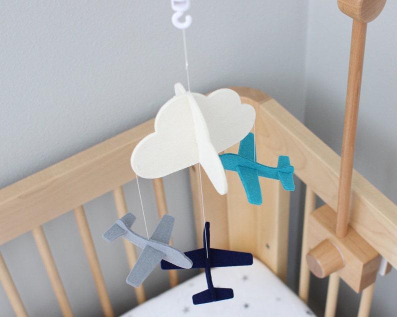 Small Mobile Airplane Crib Mobile 100 Merino Wool Etsy