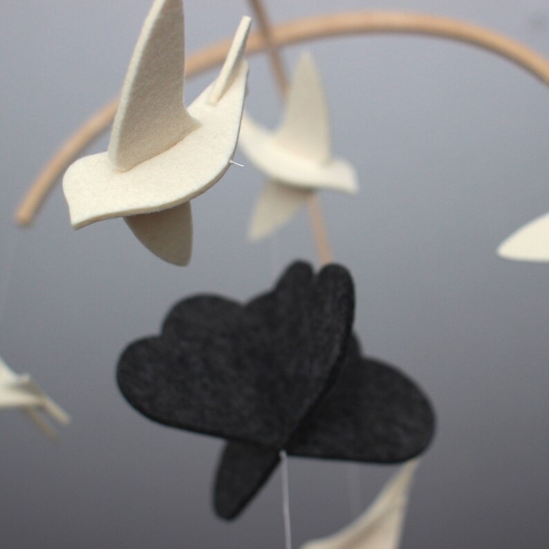 Black and White Baby Mobile Monochrome Nursery Mobile Bird Etsy