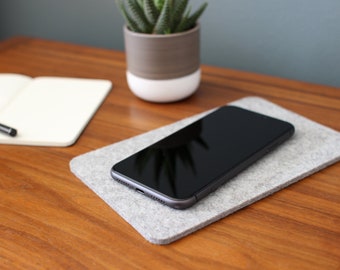 Felt Phone Mat, Thick Merino Wool, USA-made, Premium Quality, Vibrant + Saturated Colors, 5 x 8 inch Felt Pad | Felt Trivet