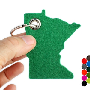 Wool Felt Minnesota Key Fob, Minnesota Keychain, Minnesota Key Chain, MN Gift, Groomsman Gift, Minnesota Gifts, Gift from Minnesota Key Ring