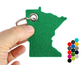 Llavero de fieltro de lana de Minnesota, llavero de Minnesota, regalo de Minnesota, regalo para padrinos de boda, regalos de Minnesota, llavero de Minnesota