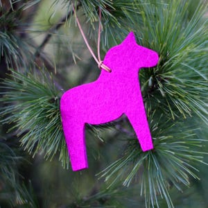 Wool Felt Swedish Dala Horse Ornament, Dalecarlian Horse, Swedish Horse, Dalahäst, Dalahorse, Holiday Christmas Tree Decoration