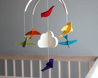 Baby Mobile, USA-made, Pure Wool Felt, Beautifully Crafted, Choose from 33 Vibrant Colors!