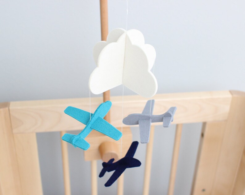 Small Mobile Airplane Crib Mobile 100 Merino Wool Etsy