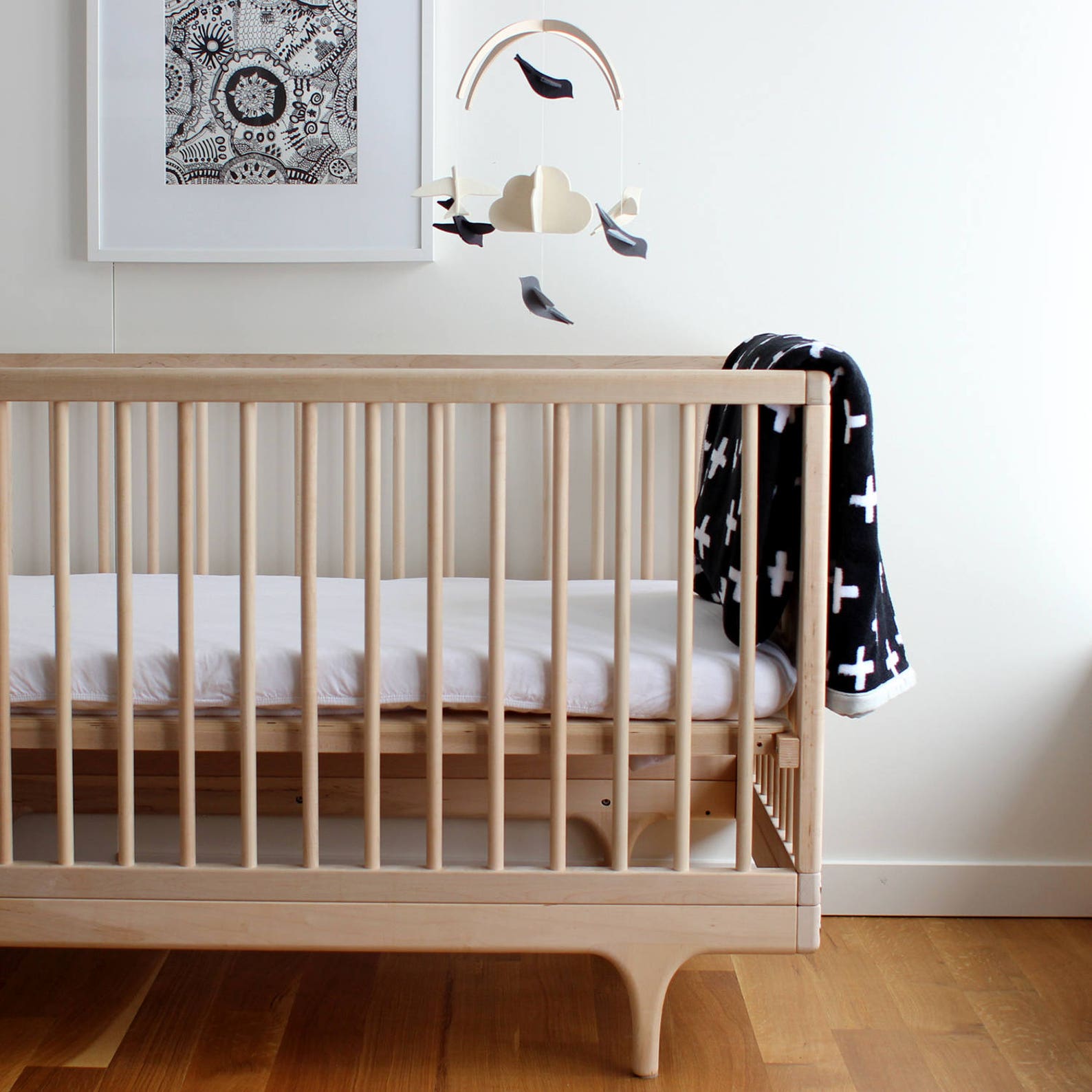 Monochrome Baby Crib Mobile Black and White Baby Mobile Etsy