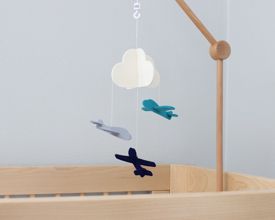 Small Mobile Airplane Crib Mobile 100 Merino Wool Etsy