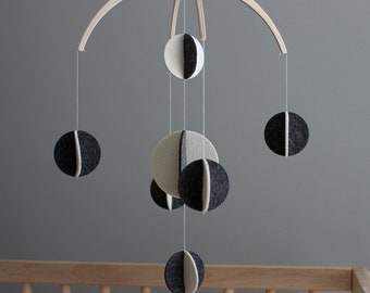 Black and White Mobile | USA-made | Pure Wool Felt | High Contrast Baby Mobile