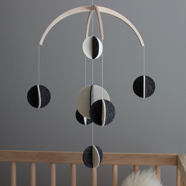 Black and White Mobile | USA-made | Pure Wool Felt | High Contrast Baby Mobile