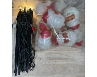 10 Vintage Santa Claus Plastic Blow MoldLight Bulb Covers ChristmasW/ Lights