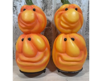 2 Vintage Empire Halloween Blow Mold LIGHT TopperStacked Totem Pumpkin 1995