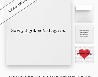 Funny Lighthearted Apology Card for Your Boyfriend, Girlfriend, Husband, or Wife - Attachment Style Joke