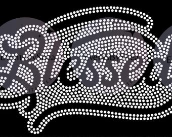 Blessed Large Rhinestone Template svg, png print products, instant digital downloads