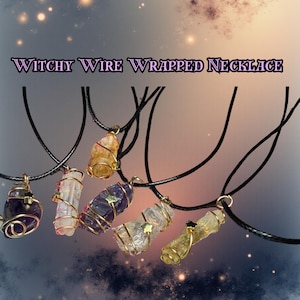 Handmade Crystal Point Necklace – Wire Wrapped Gemstone Pendant on Black Cord | Witchy Jewelry •