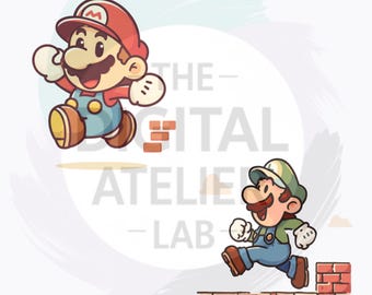 Mario y Luigi PNG: Diseño de sublimación para gamers (descarga digital de 300 DPI)