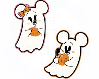 Clipart de ratón fantasma de Halloween, Disney Minnie Mickey PNG (Descarga digital)